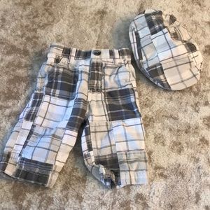 Old navy plaid pants with matching driving cap